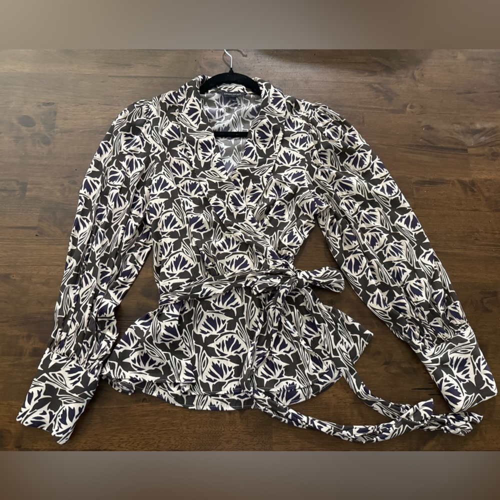 Banana Republic Black and White Floral Blouse